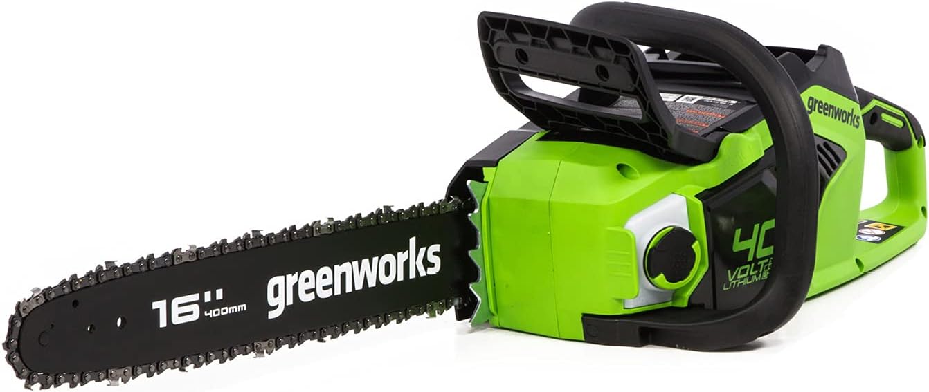 Greenworks 40V 16 inch Brushless Cordless Chainsaw, Gen 2, for Tree Felling, Limbing, Pruning, and Firewood, 75+ Compatible Tools, Tool Only