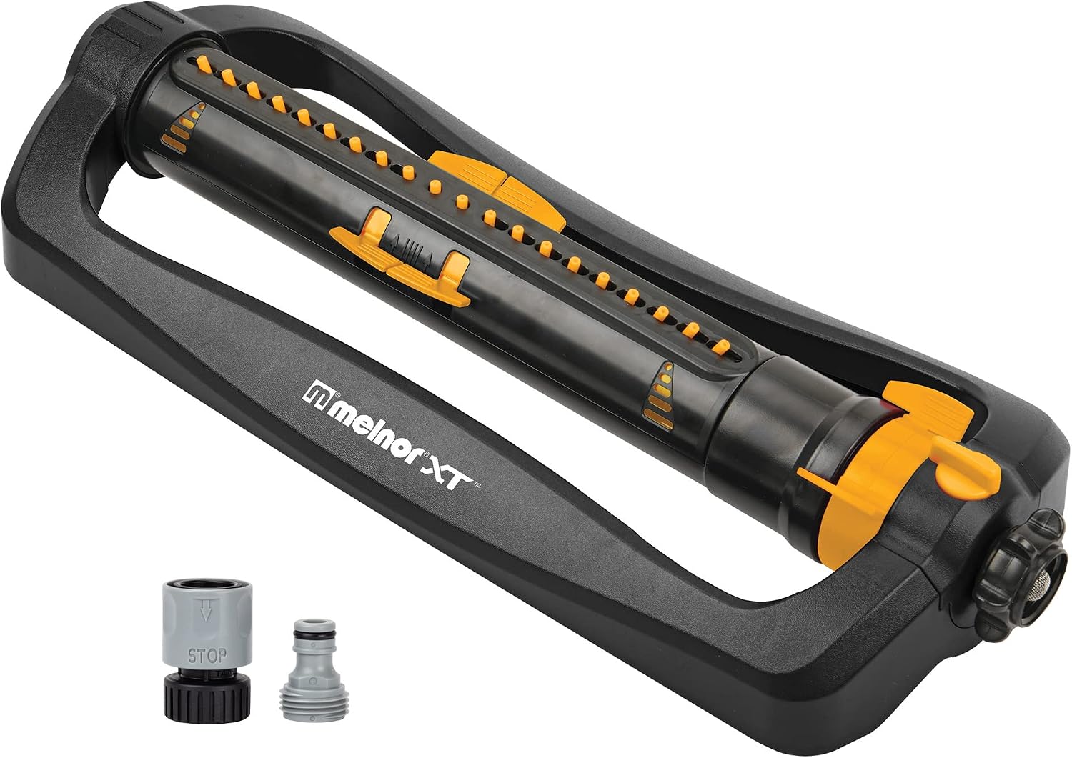 Melnor XT Oscillating Sprinkler, 4500 Sq Ft: Flow, Width &amp; Range Adjust