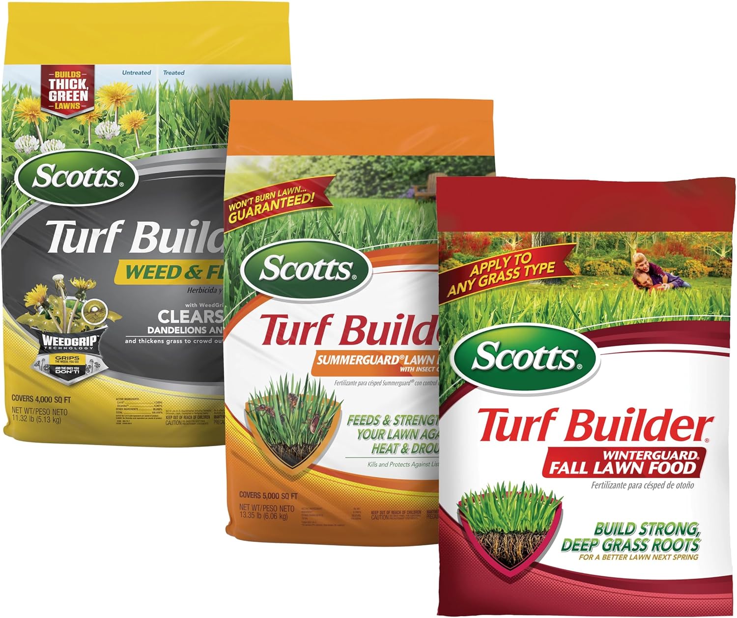 Scotts Turf Builder 3 Bag Lawn Care Bundle for Small Northern Lawns