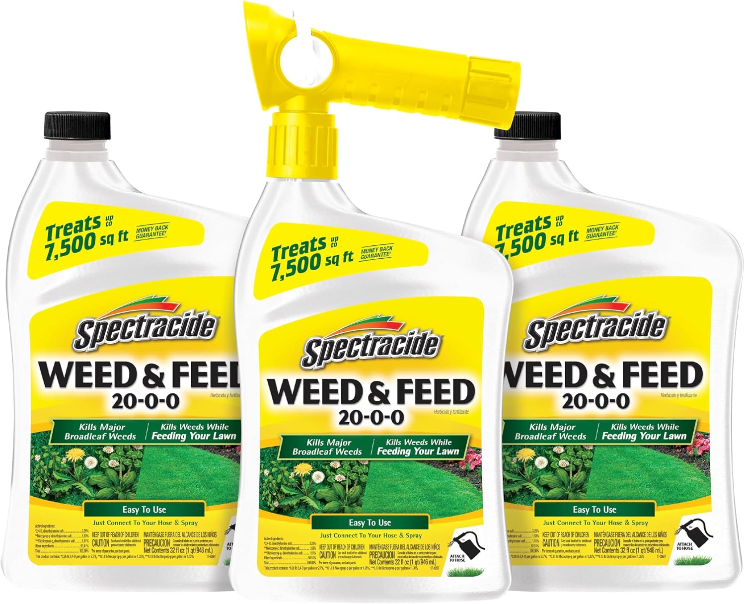 Spectracide Weed & Feed 20-0-0, Dual Action Formula 32 Oz, 3 Pack (B0FVHHZX22)